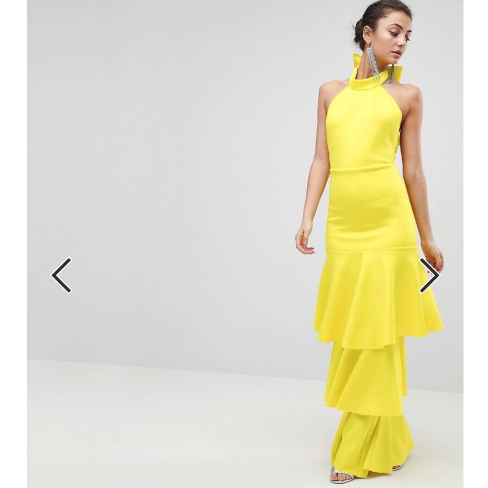ASOS Halter Neck Tiered Bow Back Maxi Dress NWTS